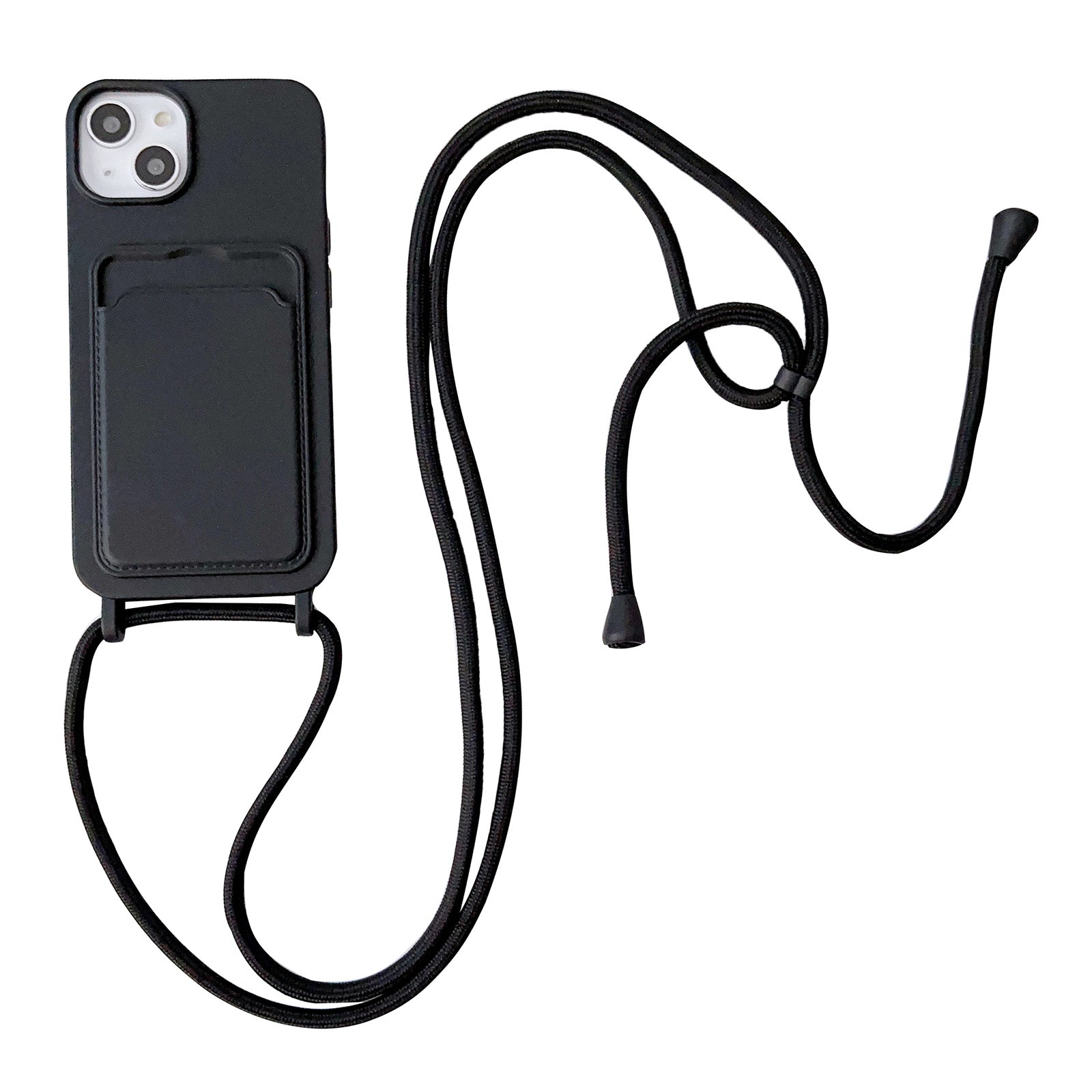 Til iPhone 13 6,1 tommer telefontaske Anti-drop flydende silikone beskyttelsescover med kortslotstrop Til iPhone 13 6,1 tommer telefontaske Anti-drop flydende silikone beskyttelsescover med kortslotstrop